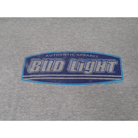 Vintage Bud Light Shirt Mens L Gray Anheuser Busch Beer FOTL Tee 2002 Y2K - Picture 2 of 11
